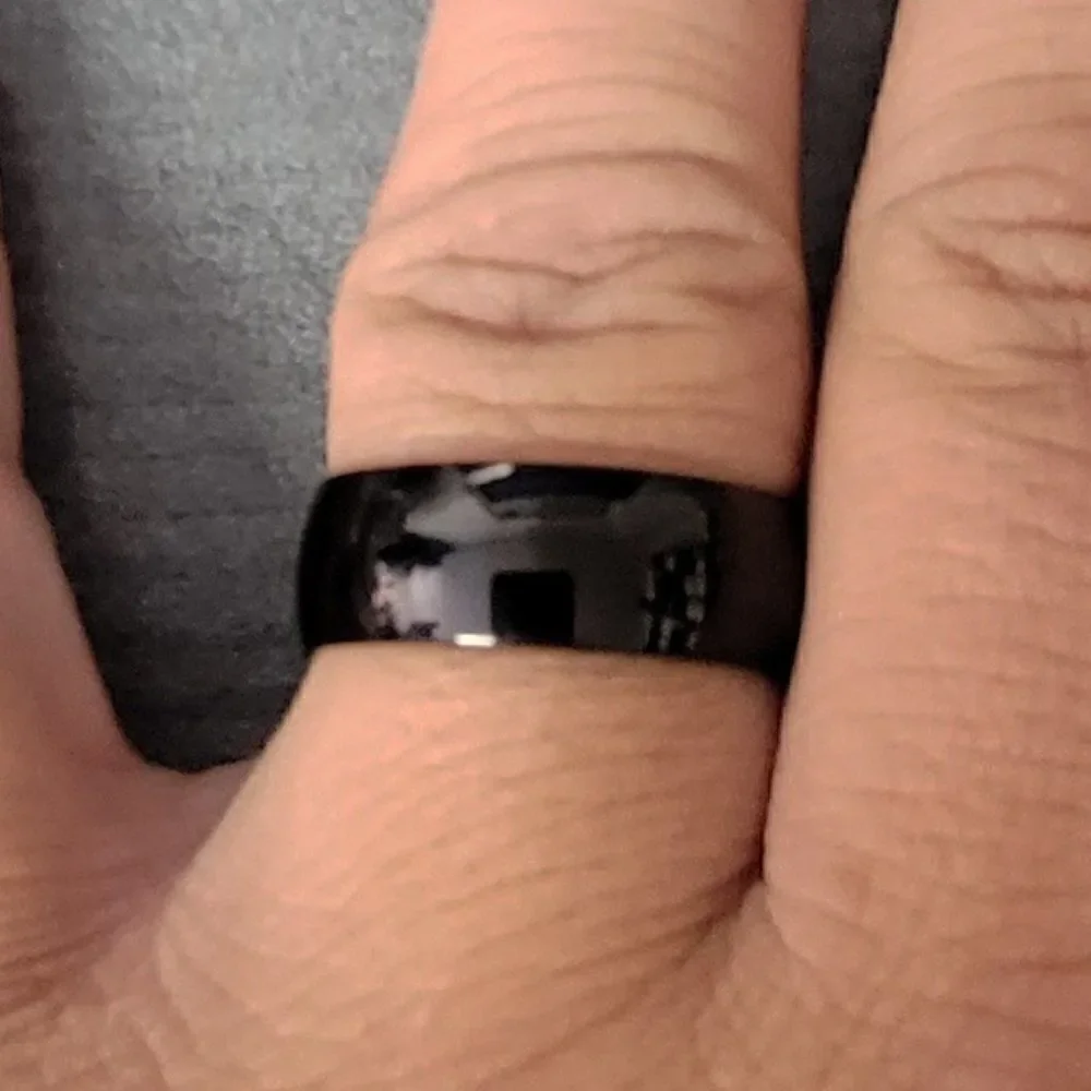 Men's Polished Wedding Ring -  Guys Wedding Ring - Black Wedding Ring